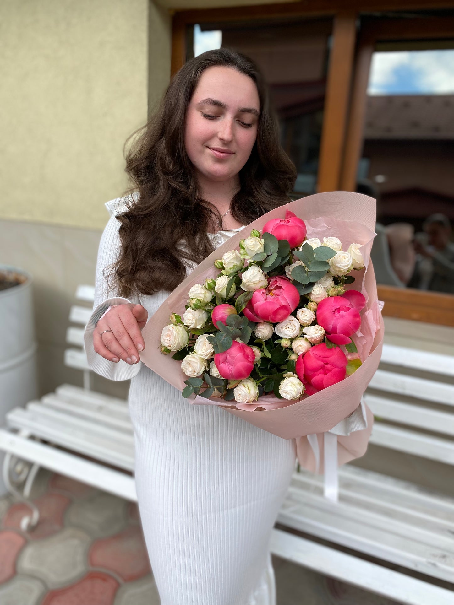 Дуо букет з півоніями