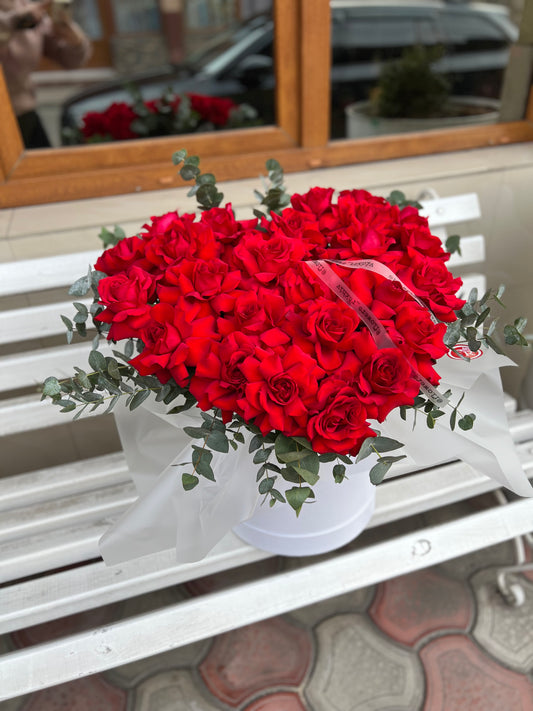 Сердце з французьких троянд 25 шт