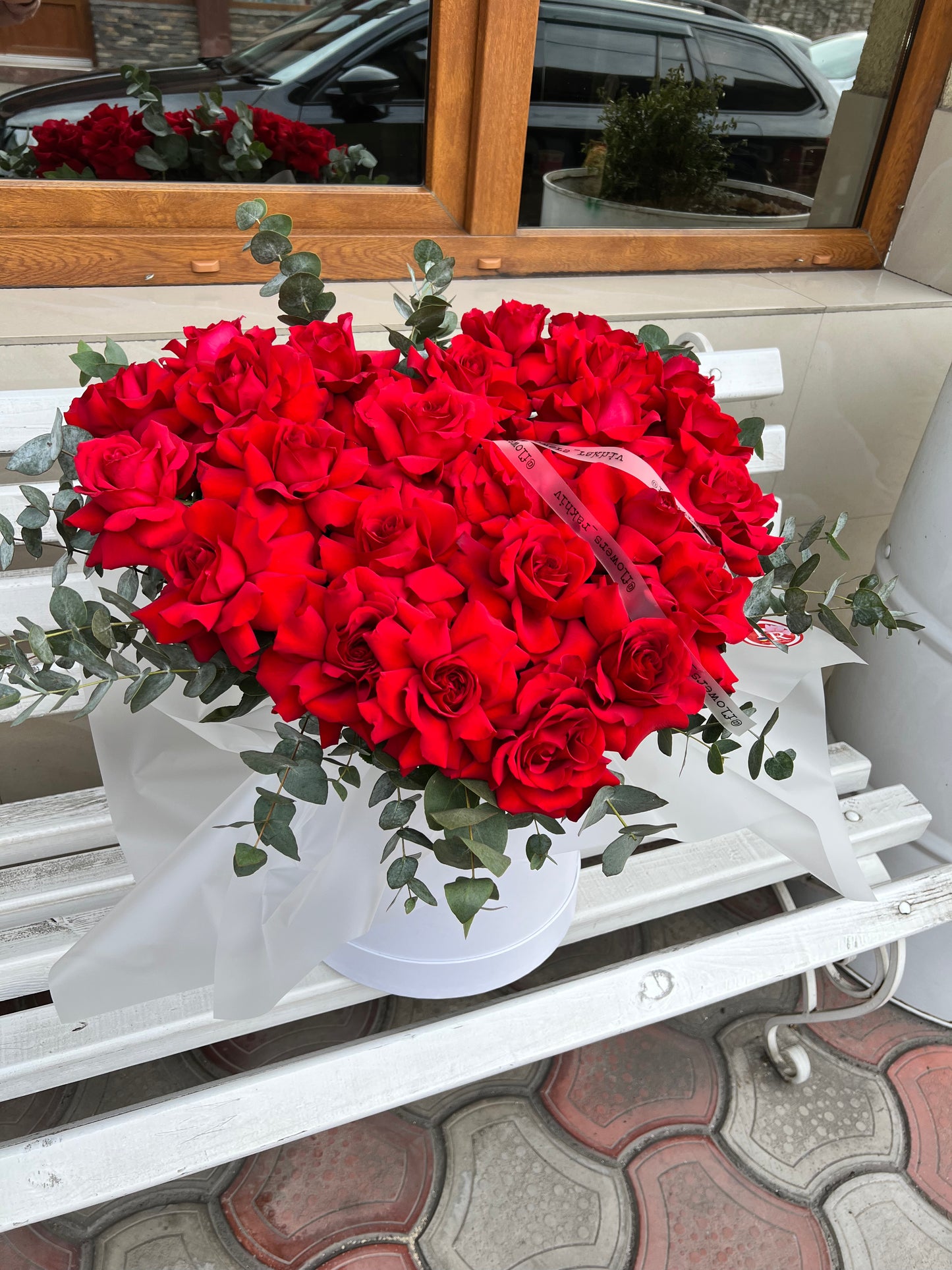 Сердце з французьких троянд 25 шт