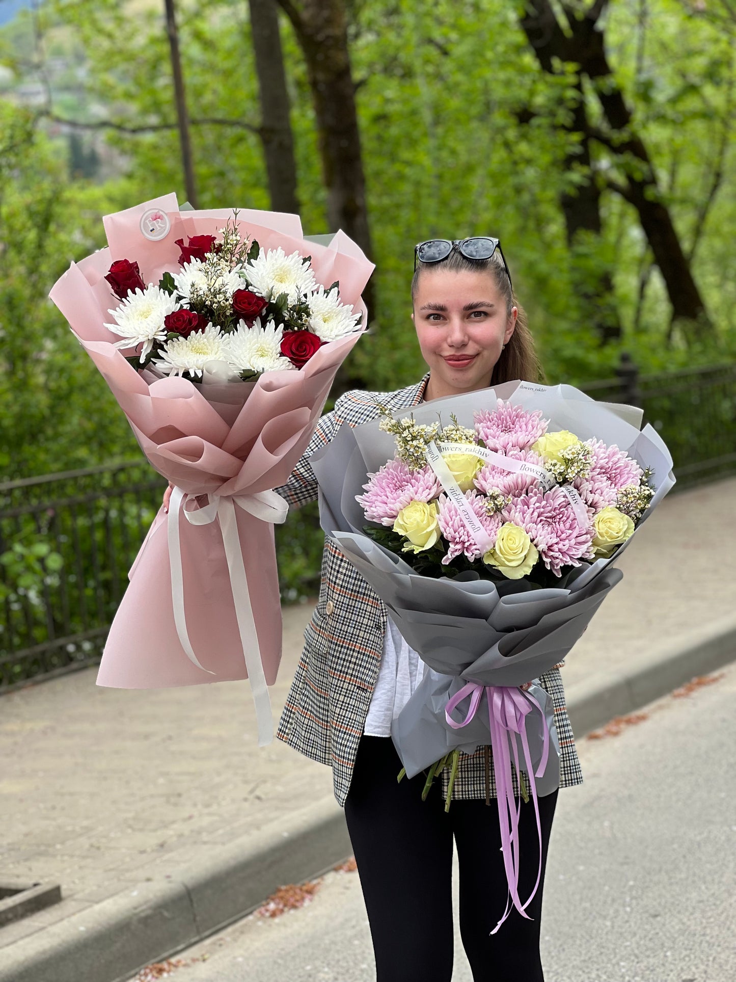 Дуо букет з хризантемою
