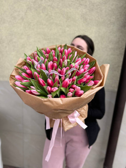 Букет з тюльпанами 101 шт