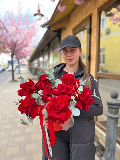Французькі троянди в коробці 9 шт